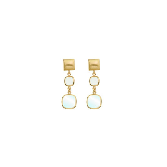 Aquacaramelle earrings with two aquamarine glass pastes