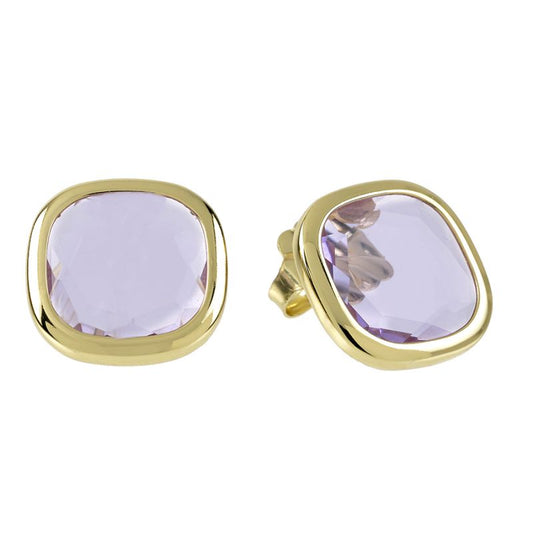 Aquacaramelle stud earrings with pink glass pastes