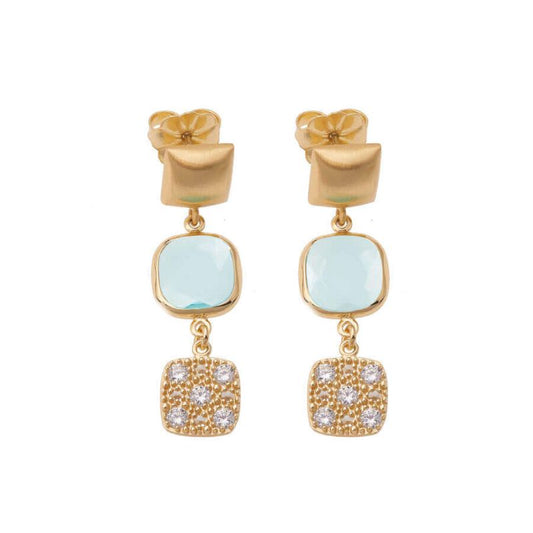 Aquacaramelle Reverse earrings with aquamarine glass pastes