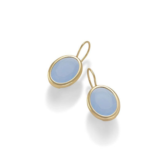 Caramelle Ovali leverback earrings with Milky Blue glass paste