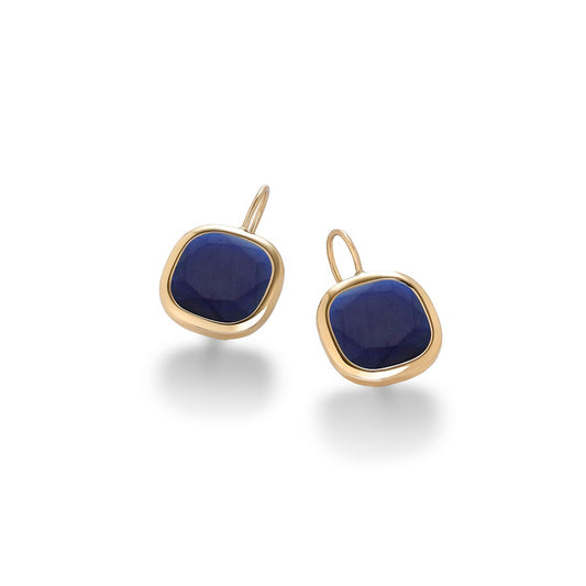Aquacaramelle leverback earrings with dark blue glass pastes