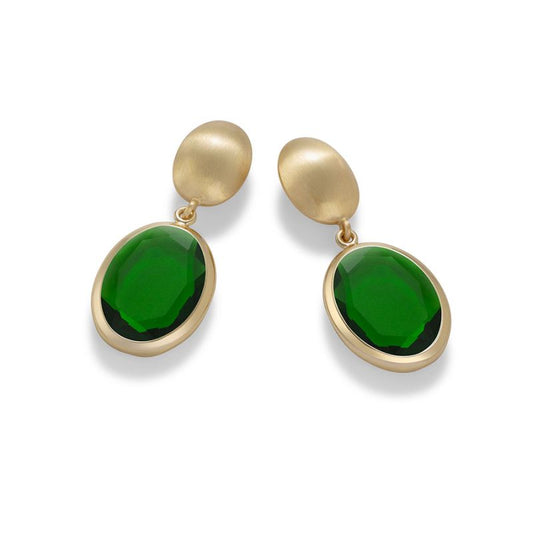 Caramelle Ovali pendant earrings with Bottle-Green glass paste