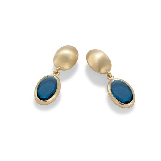 Caramelle Ovali pendant earrings with Blue glass paste
