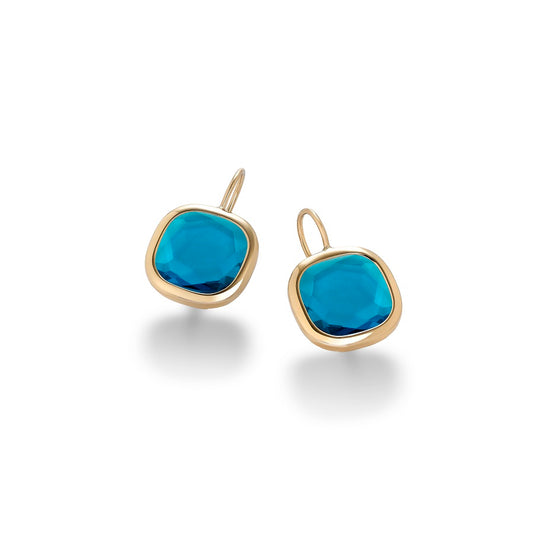 Aquacaramelle leverback earrings with petrol colour glass pastes