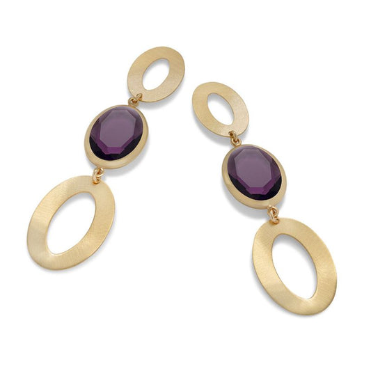 Caramelle Vintage pendant earrings with Amethyst glass paste