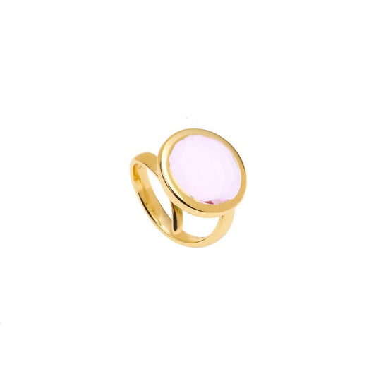 Le Chicche adjustable ring with 16mm baby pink glass paste