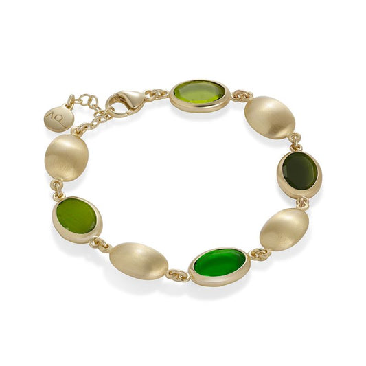 Caramelle Ovali bracelet with green tones glass pastes