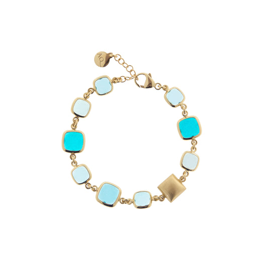 Aquacaramelle bracelet with glass pastes in the shades of the sea