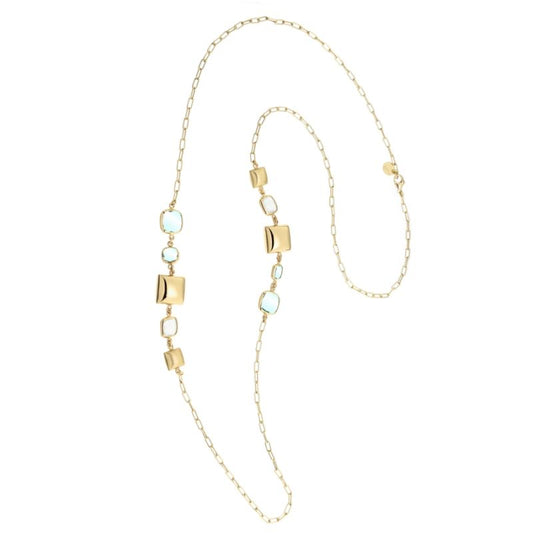 Aquacaramelle long necklace with aquamarine glass pastes