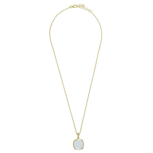 Aquacaramelle necklace with milky aquamarine faceted glass stone