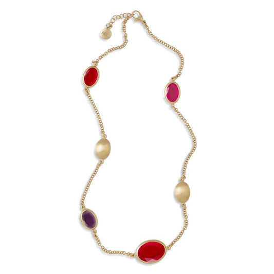Caramelle Ovali necklace with four red tones glass pastes