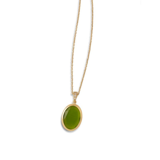 Caramelle Ovali necklace with big Cat's Eye Green pendant