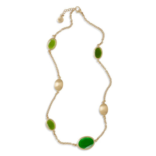 Caramelle Ovali necklace with gree tones glass pastes
