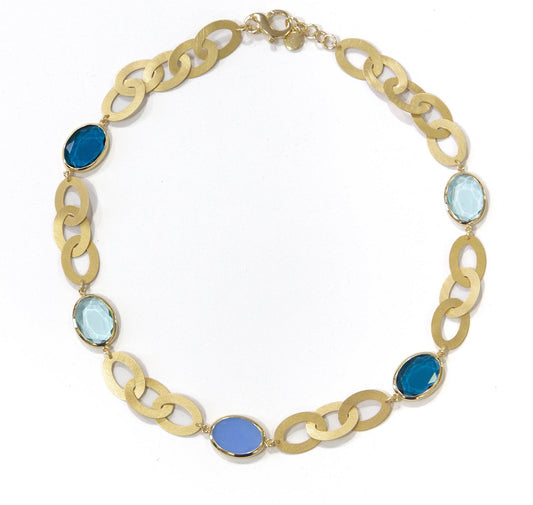 Caramelle Vintage necklace with blue shades glass pastes